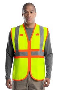 Gilet de sécurité à haute visibilité avec fermeture éclair sur le devant et bandes réfléchissantes - Product Image 4