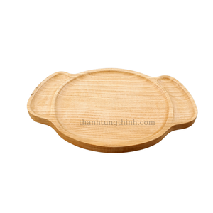 Thanwood Round <b>Wooden</b> <b>Serving</b> <b>Tray</b> with Handle Natural Wood Food Safe Unfinished Residential Made in Vietnam - Product Image 2
