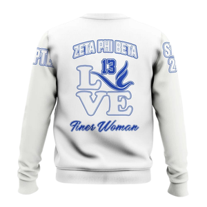 Zeta Phi เสื้อสเวตเตอร์คอกลม1920สีฟ้าสำหรับผู้หญิงเสื้อปักลายตัวอักษรกรีก - Product Image 2