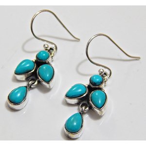 Boucles d'oreilles fines en argent sterling 925 Article cadeau unique pour les amateurs de bijoux Vis légère turquoise naturelle conçue rare - Product Image 3