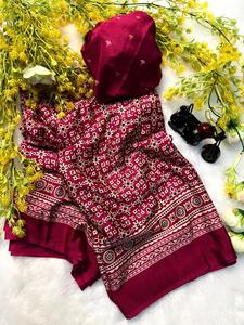 ผ้าไหมนุ่มแบบใหม่ ลายอาการ์ชา พร้อมลวดลายลากดีและดีไซน์แฟนซีสำหรับผู้หญิงอินเดีย มีสินค้าในสต็อก - Product Image 2