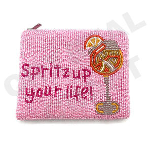 Aperol Spritz Coin Pouch Cartera con cuentas de semillas personalizada Beautiful Mum's Gift-Diseño de corazones para niñas - Product Image 1
