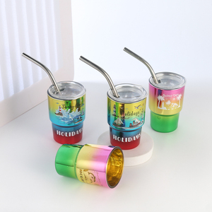 Wholesale 2.5oz Mini Tumbler <strong>Shot</strong> Glass Custom Electroplated Gradient Colors with Lid and <strong>Straw</strong> for Drinking Parties - Product Image 3