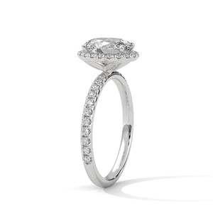 2.0ct Oval Cut CZ Halo <b>Solitaire</b> <b>Ring</b> 925 Sterling <b>Silver</b> Engagement Band - Product Image 4