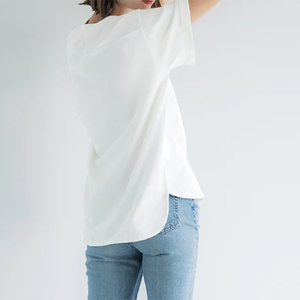 T-shirt à manches courtes d'été pour femmes de haute qualité imprimé sur mesure 100% t-shirt à col en coton avec logo personnalisé à l'avant et à l'arrière - Product Image 4