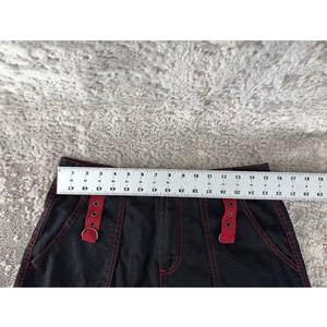 กางเกงขากว้างลายทางสไตล์โกธิคสุดฮอตสำหรับผู้หญิง สีดำ แดง กระดุมซิป 2026 - Product Image 3