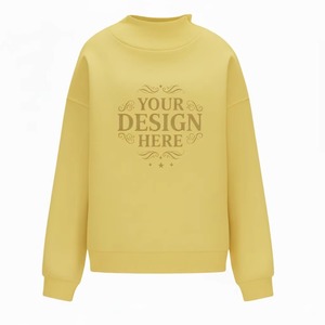 Nouveauté : sweat-shirt pour femme à col montant, épaules tombantes, surdimensionné, en molleton de coton épais 400GSM, coupe et couture, streetwear d'hiver - Product Image 6