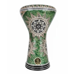Gawharet El Fan, Tambor Darbuka de Aluminio de 17.5 Pulgadas, Hecho a Mano, Afinable, con Mosaico Solar, Auténtico Egipcio, Incrustaciones Orientales, Clásico - Product Image 1