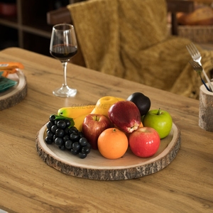 Elegant Design Wooden <b>Tray</b> Set in <b>Warm</b> Mango Color with Unique Round Shape and Stylish Design Ideal for Home Entertaining - Product Image 6