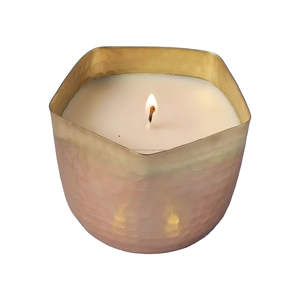 Customized Design Hexagon Shape Hammered Wholesale Metal Candle - Product Image 1