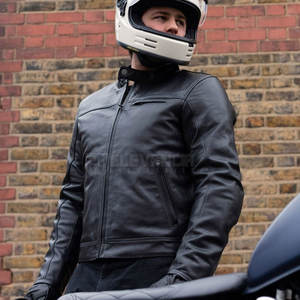 Veste en cuir de vachette de moto sur mesure pour hommes respirante style High Street avec col montant pour l'hiver - Product Image 3