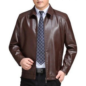 Chaqueta de Cuero Genuino con Cuello Camisero para Hombre, Estilo Urbano, Impermeable, Cortavientos, para Invierno, Estilo Motociclista, Informal - Product Image 1