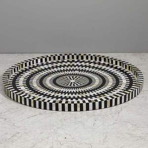 Plateau de service décoratif floral en incrustation d'os le plus vendu en gros pour plateau de service de table basse du fabricant indien SCI - Product Image 4