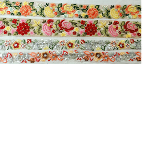 Lacets brodés floraux en polyester 100% sur mesure aux couleurs de l'été pour robes de mariée et créateurs de vêtements pour enfants - Product Image 1