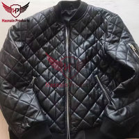 Veste pour hommes de qualité supérieure avec logo personnalisé: Blouson d'aviateur matelassé noir en cuir de vachette véritable de grande taille