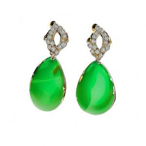 Nuevos pendientes verdes de Plata de Ley 925 para mujer, conjunto de joyería de moda de lujo personalizado, pendientes - Product Image 4