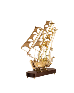 Pequeño modelo de metal Premium, yate de lujo, amarillo, marrón, negro, decoración del hogar, barco de latón, pieza de exhibición, barco hecho en La India - Product Image 4