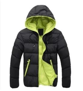European and American Men's New Autumn and Winter Fashion Solid Color Hooded Zippered Puffer Jacket - Product Image 3