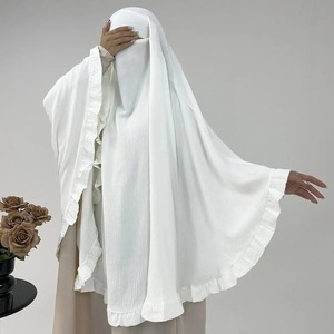 Vestido modesto de estilo árabe islámico bonito para mujer Abaya Khimar manga de murciélago Burqa caftán bata patrón sólido ropa de oración Turquía - Product Image 4