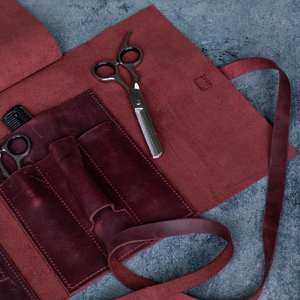 Tijeras de cintura de cuero genuino personalizadas, herramienta de peluquería de peluquero con bolsa de soporte de OEM, soporte para bolso de la LBB-0025 - Product Image 3