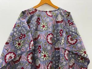 Vestido de maternidad de algodón suave con bloque de mano indio, Vestido de playa informal para mujer, túnicas cómodas de verano, bloque de mano Maxi de noche - Product Image 3