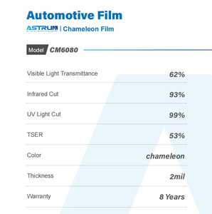 Filme Cerâmico Chameleon CM6080 de Alta Performance para Proteção de Privacidade, Mudança de Cor para Vidros de Carro - Product Image 3