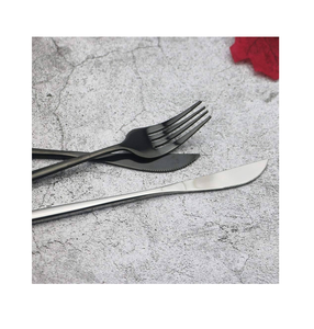 Vajilla de metal negro, cuchillo y tenedor, cuchara, cubiertos, juego de cubiertos, acero espejado, estilos personalizados, juego de servir cuchara - Product Image 3