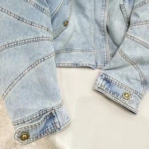 Chaqueta vaquera con borde personalizado de calidad para hombre y mujer, diseño elegante, bolsillo con cremallera frontal Vertical, fábrica, estilo callejero Hip Hop, algodón teñido - Product Image 2