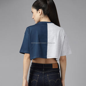 Nardon Apparel Custom Women's <b>Summer</b> Crop Tops Sexy Short Sleeve Cotton T Shirts with Button <b>Decoration</b> - Product Image 2