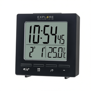 Reloj Despertador de Escritorio Multifunción con Control por Radio, Color Negro, Explore Scientific RDC1005BLK - Product Image 2