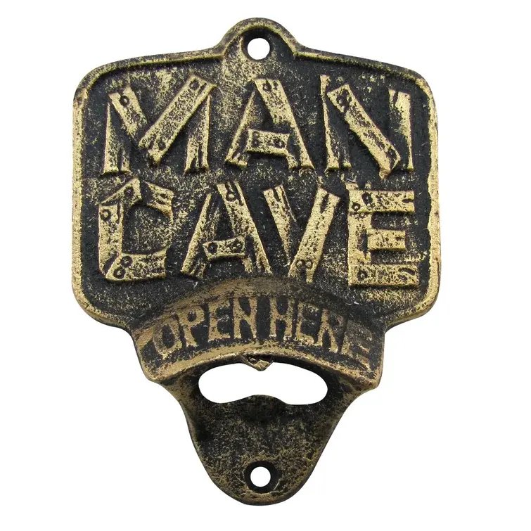 Custom design promotional gifts beer and soda Milford Man Cave Bottle Opener in iron metal color black gold for Bar Hotel Party