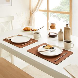 Eco Friendly Genuine Leather Heavy Duty Smell Proof Durable Place <b>Mat</b> for Restaurant Dining Non <b>Slip</b> Easy Clean LPM-0027 - Product Image 1