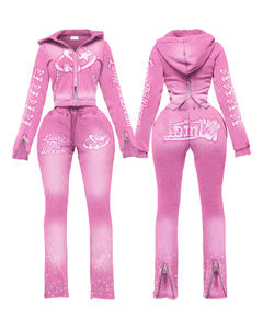 2026 Oem Acid Washed Heavyweight Sweatpants Hoodie Sets Custom DTG Printing Embroidery Rhinestone Tracksuits For <b>Men</b> - Product Image 1