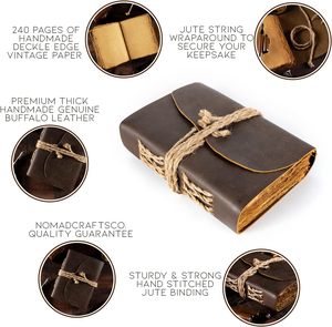 Traditional Genuine <b>Leather</b>-Bound A4 A5 Journal Handmade Antique Style Deckle Edge Vintage Paper Book of Shadows Diary Best Gift - Product Image 6