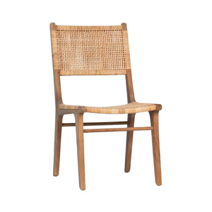 Silla de Comedor de Madera Maciza de Estilo Escandinavo OEM con Asiento de Ratán Natural para Proyectos de Restaurantes - Product Image 1