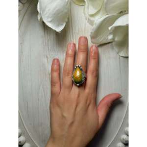 Anillo Ajustable de Moda Zachariah David Evans con Incrustaciones de Turquesa en Plata de Ley y Engaste de Bisel en Oro de 18K, Regalo para Cualquier Ocasión, en Acero Inoxidable - Product Image 5