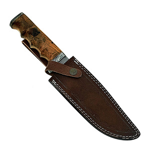 Cuchillo Skinner Jexmoo de Acero de Damasco Hecho a Mano con Mango de Madera y Funda de Cuero, Regalo Perfecto para Camping y Caza - Product Image 6
