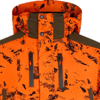 Chaqueta Impermeable con Capucha y Estampado Naranja para Hombre, con Cierre de Cremallera y Bolsillos, para Uso en Exteriores en Invierno