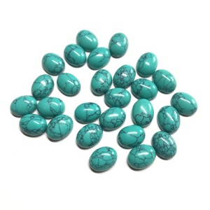 Vivaaz Gems IGI Certificado AAA Grado 10x14mm Calibrado Oval Sintético Turquesa Cabujón Piedras preciosas sueltas Flexible MOQ al por mayor - Product Image 1