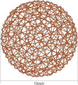 Top Quality Unique Natural Non-Slip Heat Resistant Round Orange Placemat <b>Paper</b> Braided Indoor Outdoor Dining Table Classic Style - Product Image 4