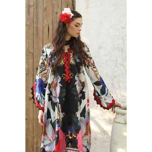 Caftán de Algodón y Seda sin Costuras para Mujer, Transpirable, Informal, para el Día o para Salir de Fiesta, con Cuello Mao, Talla Única XS-XL, Largo hasta la Rodilla - Product Image 4