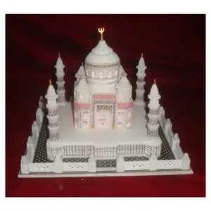 Buatan tangan kualitas tinggi desain baru marmer putih dekoratif Model Taj Mahal manufaktur dibuat di India dengan desain tradisional