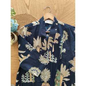 Robe de soleil bleue style palmier - Bohème, élégante, col carré, respirante, grandes tailles (du XS au 6XL) pour le bureau, les loisirs et les soirées - Product Image 3