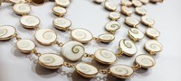Perles en laiton Œil de Shiva Spinelle Cabochon 12-18mm, Fossile Organique Brut, Chaîne à maillons bombés en forme de pièce, Vendu au mètre, Plaqué Or, Unisexe