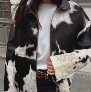 Veste en cuir de vache véritable pour femmes |   Veste en cuir de vache à poils naturels pour femmes |   Veste en cuir de vachette pour la peau et les cheveux - Product Image 1