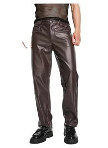 Pantalons de survêtement décontractés taille haute en cuir véritable pour hommes, modèles OEM pour pantalons de club de mode, vente en gros - Product Image 6