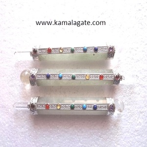 หินธรรมชาติทำด้วยมือหินตาเสืออาเกตเจ็ดจักระแท่งคริสตัลหินโมราเทคนิคการรักษา - Product Image 5