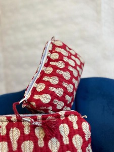 Vintage Style Quilted Cotton Paint Case <b>Zipper</b> Closure Eco-Friendly Water Resistant Pineapple Design Travel Small Medium <b>Large</b> - Product Image 2