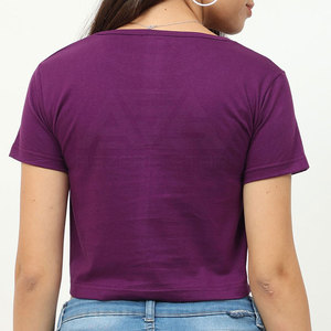 Alta calidad 220Gsm Jersey suave hombro caído media manga O cuello diseño Color sólido impreso diseño mujer desgaste - Product Image 3
