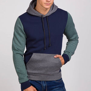 Sudadera con capucha de lana de algodón 100% informal para hombre, nuevo diseño, colores de empalme, ropa de entrenamiento de manga larga para correr para deportes de invierno - Product Image 1